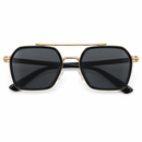 Black Geometric Sunglasses with Gold-Tone Double Bridge-48
