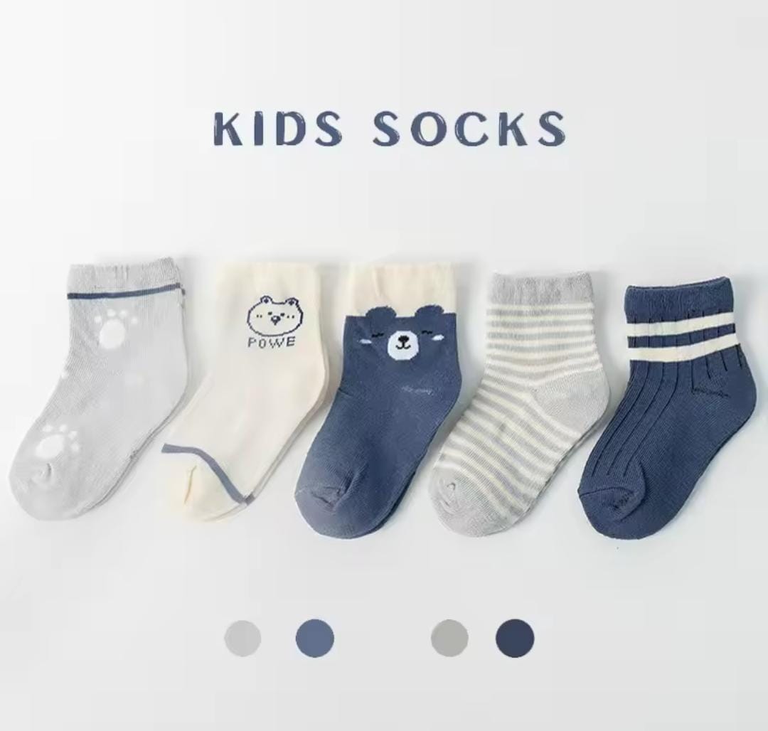 5 Pairs Kids Cartoon Bear Pattern Striped Socks 1332766 5 Pairs Kids Cartoon Bear Pattern Striped Socks 1332766