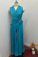 Women's Fashion Wide Leg Jumpsuit Pants New Collar Multi-Pleated Solid Color Female Outwear Summer   S73098 - TUZZUT Qatar Online Shopping