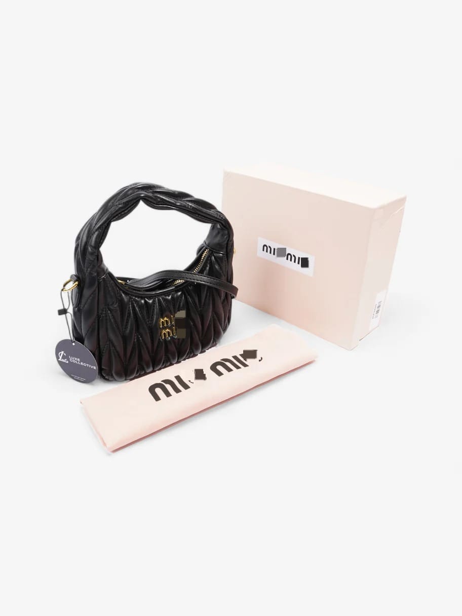 Hobo Bag Black Matelasse Leather B2003 Hobo Bag Black Matelasse Leather B2003