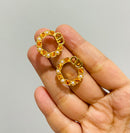 Letter earrings female diamond pearl circle Shape Earrings X4511160 - TUZZUT Qatar Online Shopping