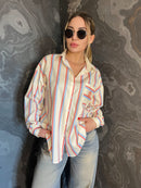 Korean Striped Long Sleeve Blouse Coat L9600 - TUZZUT Qatar Online Shopping