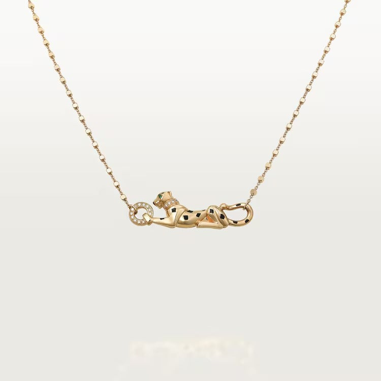 Panther Pendant Necklace Yellow Gold Diamonds DN2029 - TUZZUT Qatar Online Shopping