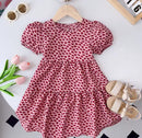 Girls Summer New Sweet Print Puff Sleeve O-Neck A-Line Princess Dress 1674308 - TUZZUT Qatar Online Shopping