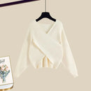 Floral Two Piece Sweater Dress Set 30152926 - TUZZUT Qatar Online Shopping