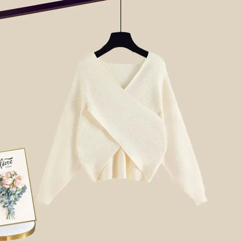 Floral Two Piece Sweater Dress Set 30152926 - TUZZUT Qatar Online Shopping