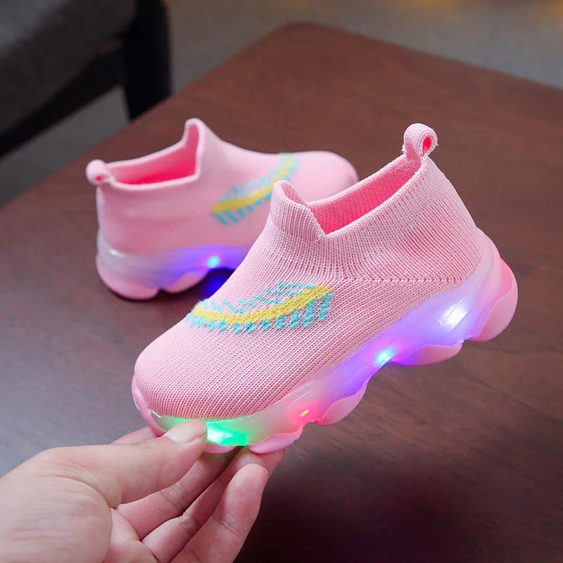Winter Girls Boys Shoes Sports LED Weave Baby Tenis Casual Breathable Kids Sneakers 23 - Tuzzut.com Qatar Online Shopping