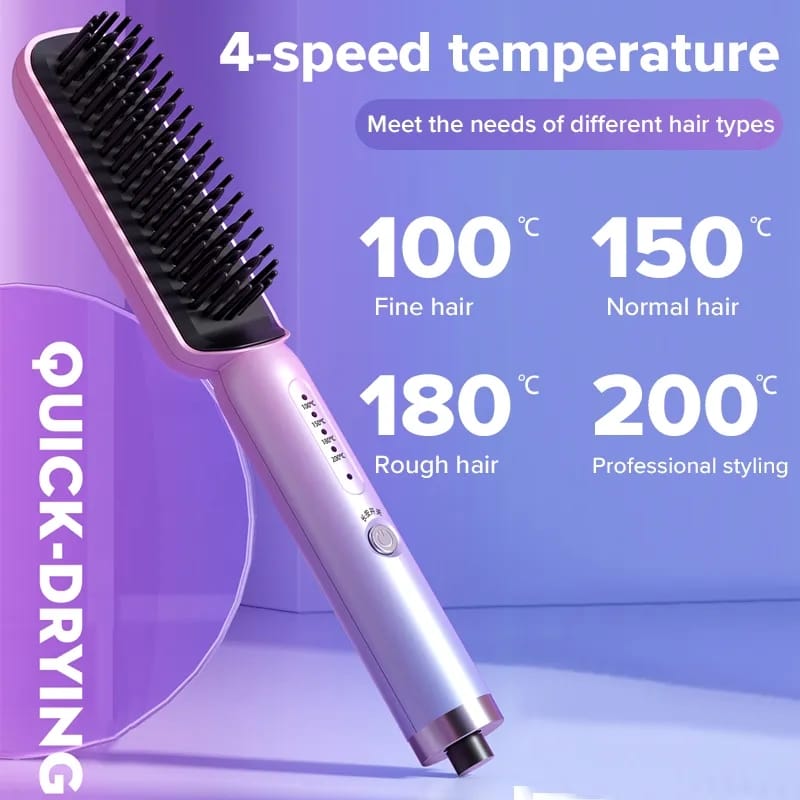 2 in 1 Hot Comb Straightener Electric Hair Straightener Hair Curler Wet Dry Use Hair Flat Irons Hot Heating Comb For Hair 3001 - Tuzzut.com Qatar Online Shopping