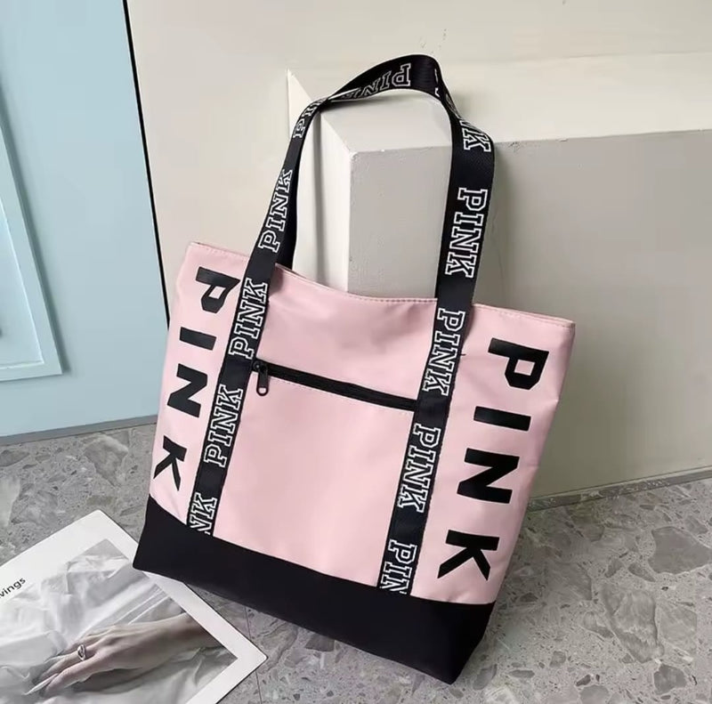 PINK Letter Tote Handbag B1001 - TUZZUT Qatar Online Shopping