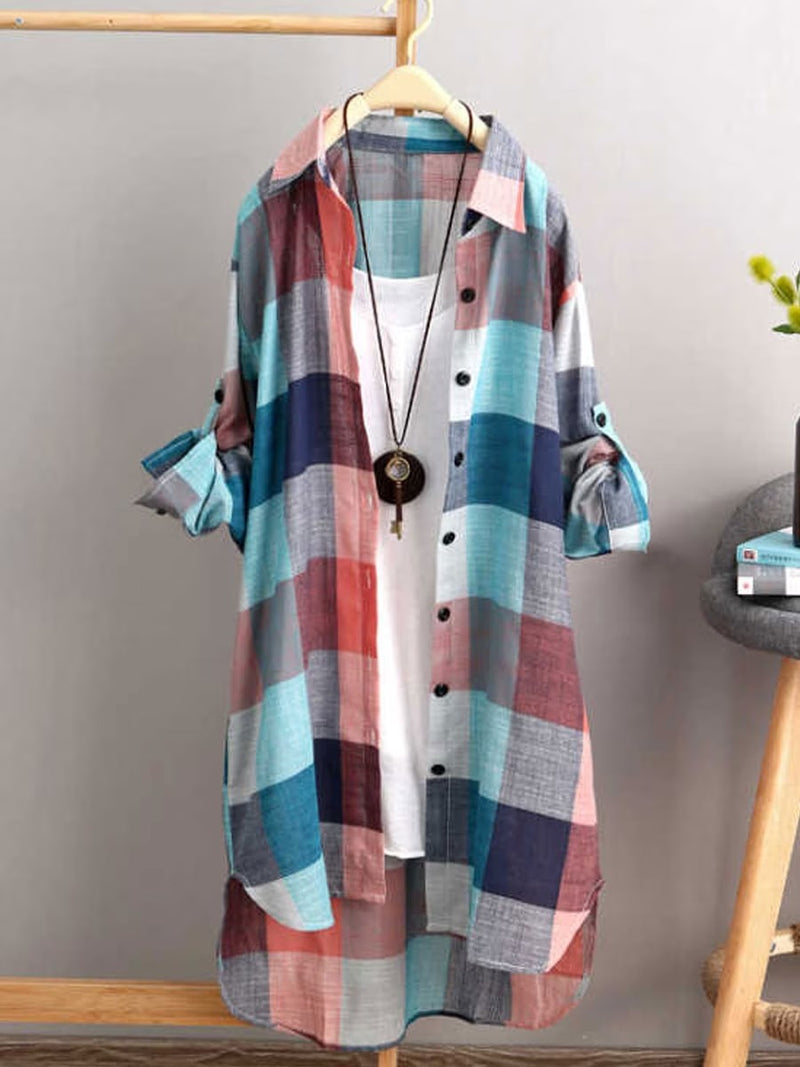 Women's Long Sleeve Striped/Checked/Polkadot/Weave Shirts & Blouses 425614