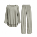 Sage Grey Long-Sleeve Tunic & Wide-Leg Trouser Set MC-A26