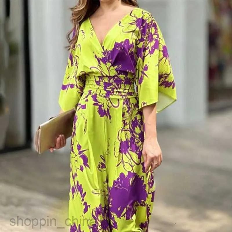 Women's Floral Print Wide Leg Jumpsuit 34858 - TUZZUT Qatar Online Shopping