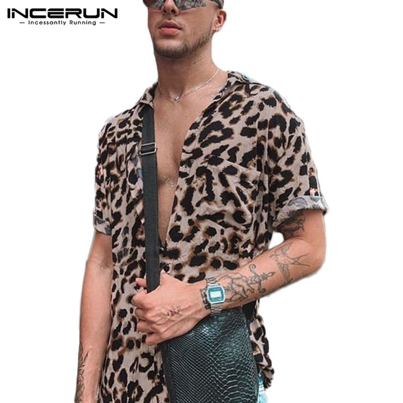 INCERUN Men Leopard Print Button Front Shirt 2XL S4096436 INCERUN Men Leopard Print Button Front Shirt 2XL S4096436