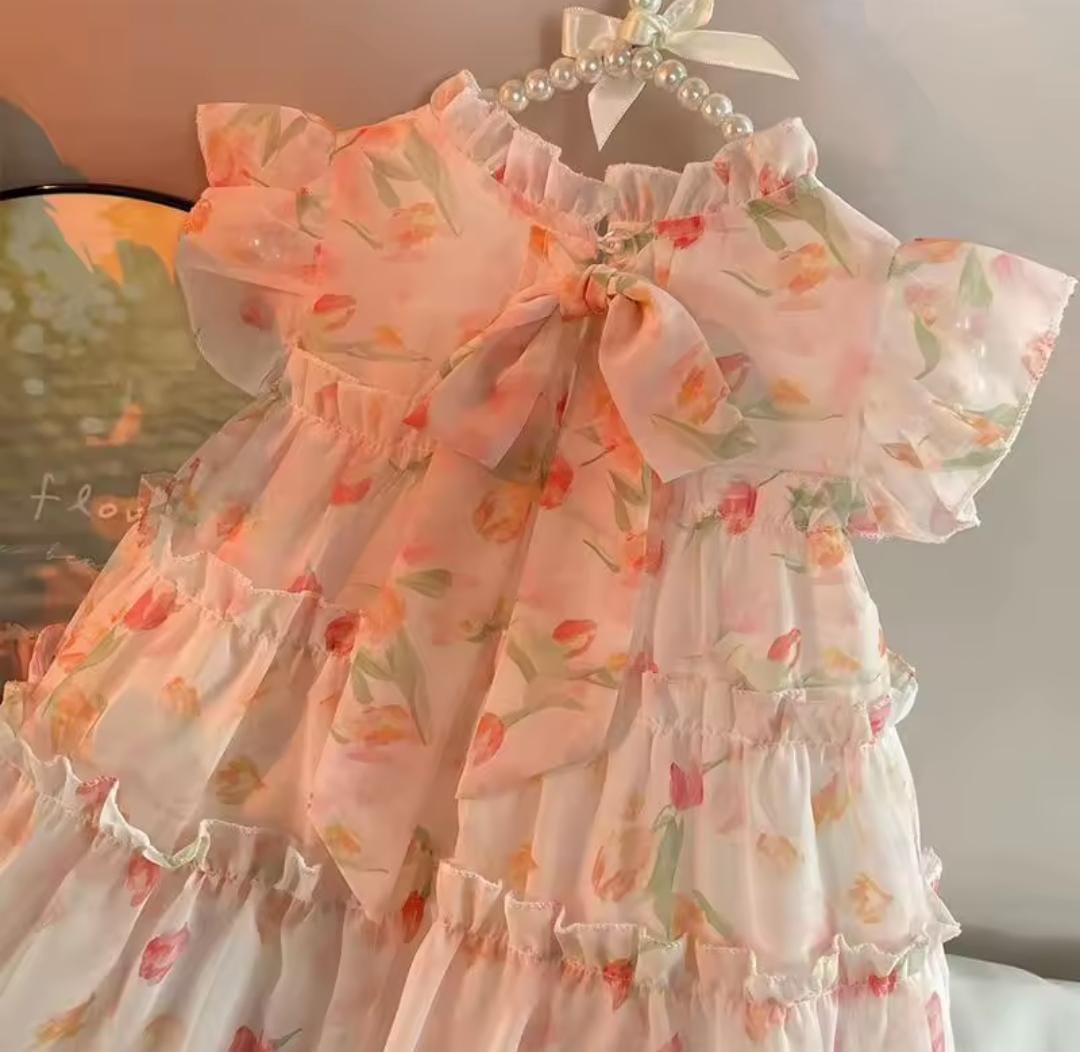 Girls Dress Full Print Flower Bow Dresses 1499302 Girls Dress Full Print Flower Bow Dresses 1499302