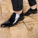 Men Breathable Business Formal Casual Pointed Toe Shiny Lace Up Patchwork Leather Shoes Mens Leather Shoe   S490377 - TUZZUT Qatar Online Shopping