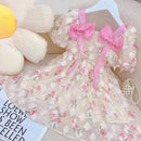 Girls Summer Full Print Rose Flower Lace Dress   1464238 - TUZZUT Qatar Online Shopping