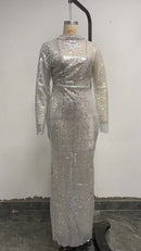 Women's Fashion Out Off-The-Shoulder Gown Round Neck Slimming Dress S-Shaped Sequin Dress     B52050 - TUZZUT Qatar Online Shopping