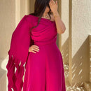 Women's Long Sleeve Solid Color Modest Fashion Dress S 540150 - TUZZUT Qatar Online Shopping