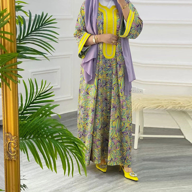 Women's Long Sleeve Floral Jalabiya L 432533
