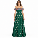 Women’s Forest Green Floral Off-Shoulder Maxi Dress D-28