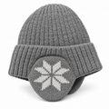 Ribbed Knit Ear-Flap Hat with Snowflake Detail B372611