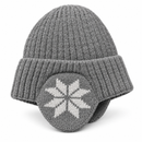 Ribbed Knit Ear-Flap Hat with Snowflake Detail B372611