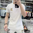 Men's Summer T-Shirt Casual Style Ice Silk Short Sleeves Round Neck T-Shirt Fashionable Letter Printed Design   S649720 - TUZZUT Qatar Online Shopping