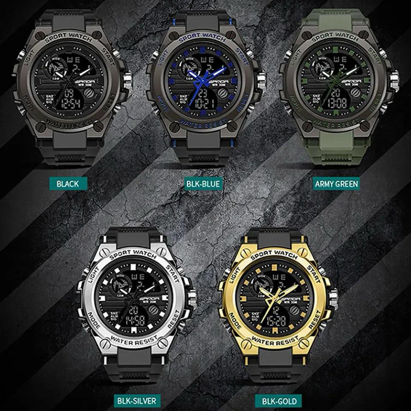 Sanda Digital Watch Men g Style, Military Sports Watches, Dual Display -06 - Tuzzut.com Qatar Online Shopping