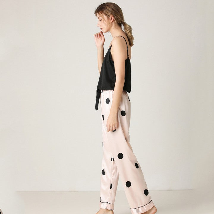 Black Camisole Pajama Set with Shorts Polka Dots 511857 - TUZZUT Qatar Online Shopping