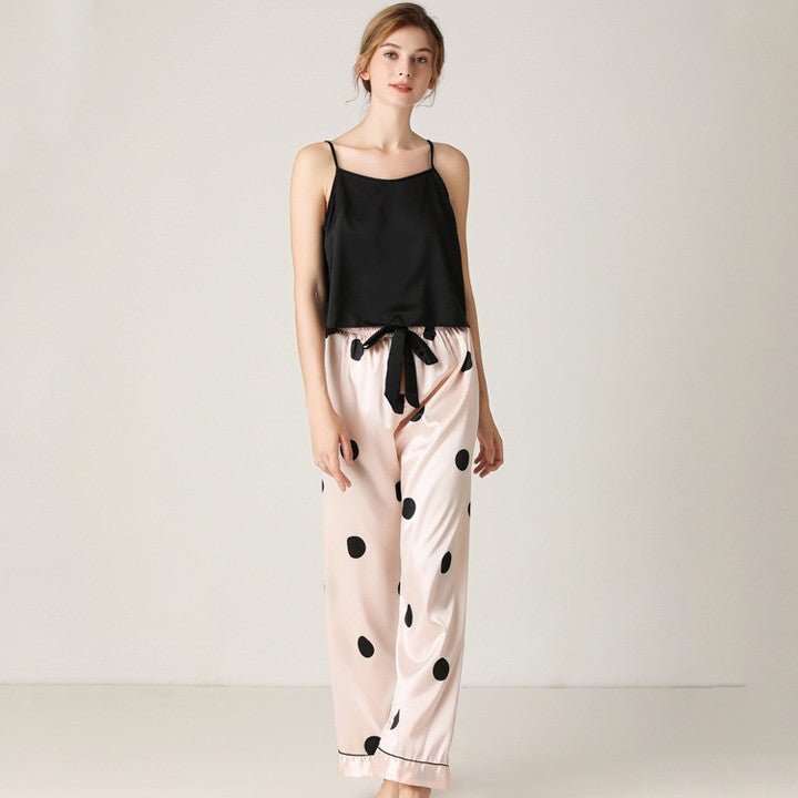 Black Camisole Pajama Set with Shorts Polka Dots 511857 Black Camisole Pajama Set with Shorts Polka Dots 511857
