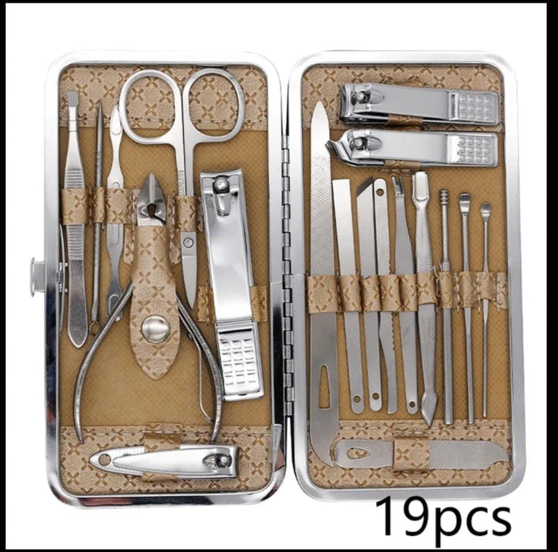 19 pc stainless Steel  Nail Scissor set  Full Nail Clippers  Husehold cuticle Nipper Manicure Tool Nail CLippers  -  S4481014