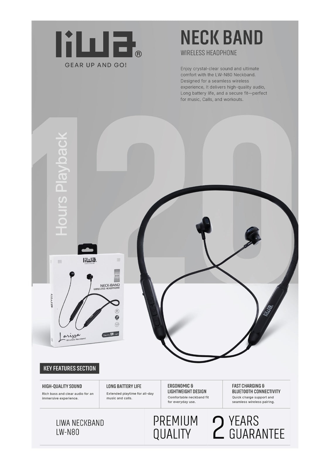 Liwa Neckband Wireless Earphone LW-N80 Liwa Neckband Wireless Earphone LW-N80