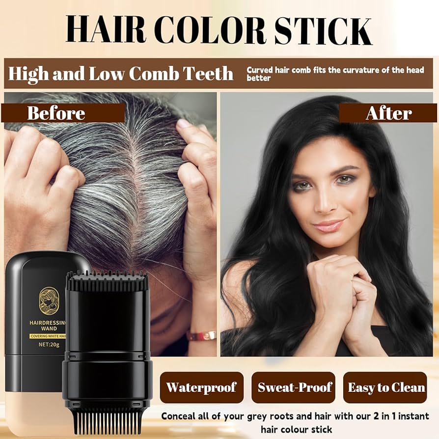 2-in-1 Hair Dye Comb Stick – Instant Root Touch-Up, Gray Hair Concealer, Waterproof & Sweat-Proof Temporary Color 2-in-1 Hair Dye Comb Stick – Instant Root Touch-Up, Gray Hair Concealer, Waterproof & Sweat-Proof Temporary Color