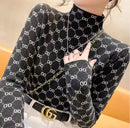 Pullovers Women Ladies New Autumn Winter Warm Knitted Stretchable Turtleneck Luxury Pull Sweater Letter X4765179 - TUZZUT Qatar Online Shopping