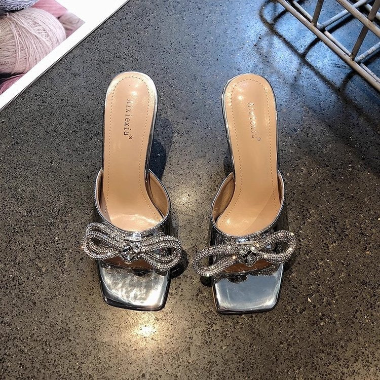 Rhinestone Bow Square Toe Women's High Heels 628 Rhinestone Bow Square Toe Women's High Heels 628