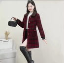 Middle-aged women's winter imitation mink cashmere long coat, plush knitted cardigan, plaid woolen jacket   X738255 - TUZZUT Qatar Online Shopping
