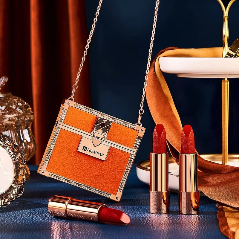 Leather Bag Bright Color Velvet Lipstick Set Small Sachet Chain Gift - TUZZUT Qatar Online Shopping