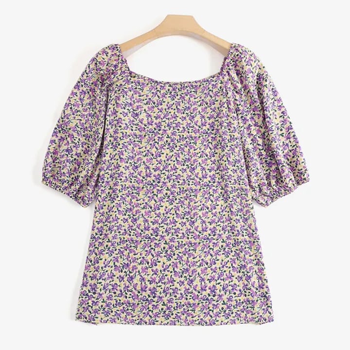 VONDA Women Floral Shirts Oversized Pullover Elegant Blouse Tops Puff Sleeve Tunic Tee S4567432 - Tuzzut.com Qatar Online Shopping