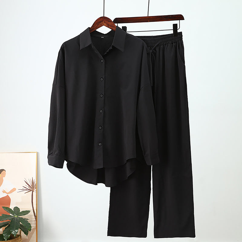 2 Pcs Women's Long Sleeve Solid Color Pants Set XL 452785