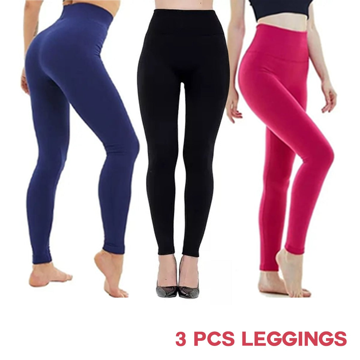3 Pcs Assorted Colors Women's Fashion Leggings 3 Pcs Assorted Colors Women's Fashion Leggings