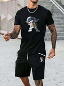 Men's Astronaut Print T-Shirt, Round Neck, Stretch Street Style, Casual, Summer   X5100824 - TUZZUT Qatar Online Shopping