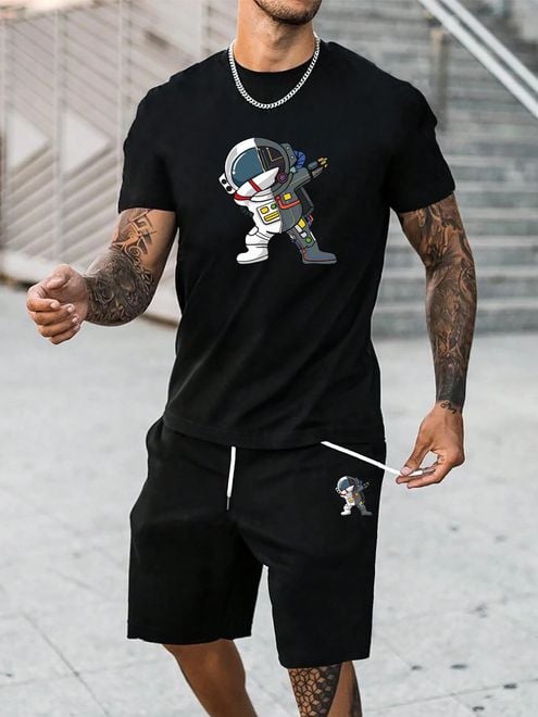 Men's Astronaut Print T-Shirt, Round Neck, Stretch Street Style, Casual, Summer X5100824 Men's Astronaut Print T-Shirt, Round Neck, Stretch Street Style, Casual, Summer X5100824