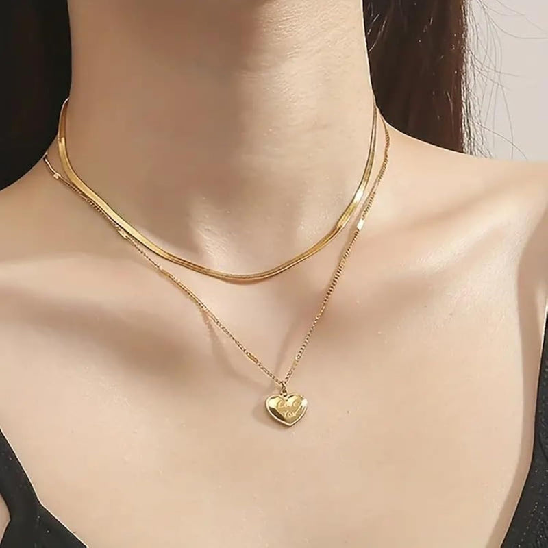 Double Layer Necklace For Women B-387228 - TUZZUT Qatar Online Shopping