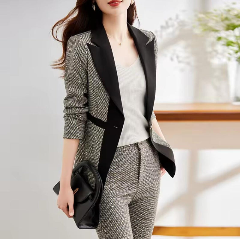 Women's Single Button Slim Fitting Blazer Pants Suit  B-59938 - TUZZUT Qatar Online Shopping