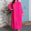 Plus Size Maxi Dress for Curvy Women Long Sleeve Elegant Daily Solid Button Cardigan Shirt Dress    B82574 - TUZZUT Qatar Online Shopping