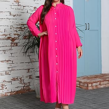 Plus Size Maxi Dress for Curvy Women Long Sleeve Elegant Daily Solid Button Cardigan Shirt Dress B82574 Plus Size Maxi Dress for Curvy Women Long Sleeve Elegant Daily Solid Button Cardigan Shirt Dress B82574