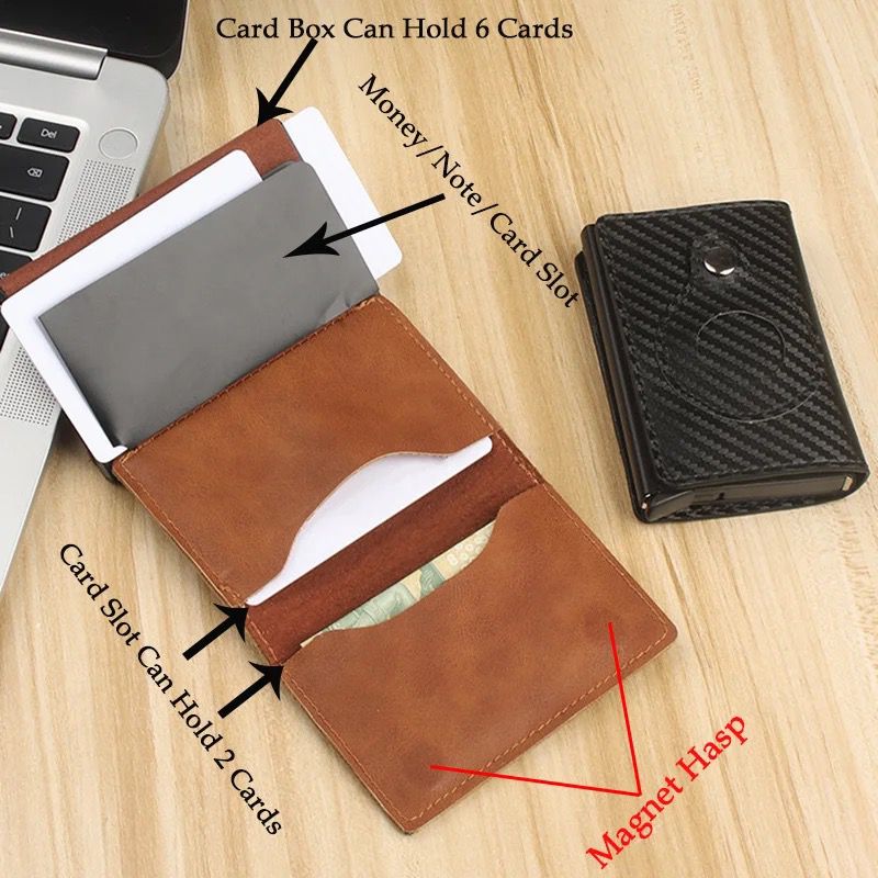 AirTag Wallet - Premium Leather Card Holder RFID Blocking Smart Wallet with AirTag Case