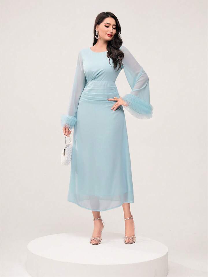 Tiered Puff Long Sleeves Prom Dresses Chiffon Arabia Customized Formal Midi S3177935 Tiered Puff Long Sleeves Prom Dresses Chiffon Arabia Customized Formal Midi S3177935