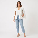 Women’s White Open-Front Cape Blazer H-2