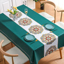 Embroidery Delicate PVC Dining Tablecloth Cover (140cm x 200cm) Green - 68993 - TUZZUT Qatar Online Shopping